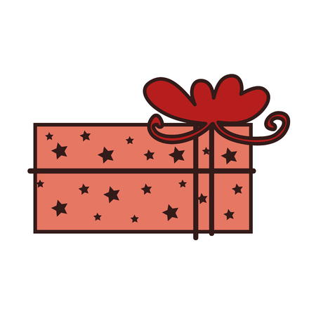 pink present gift box with red ribbon decoration. vector illustrationのイラスト素材