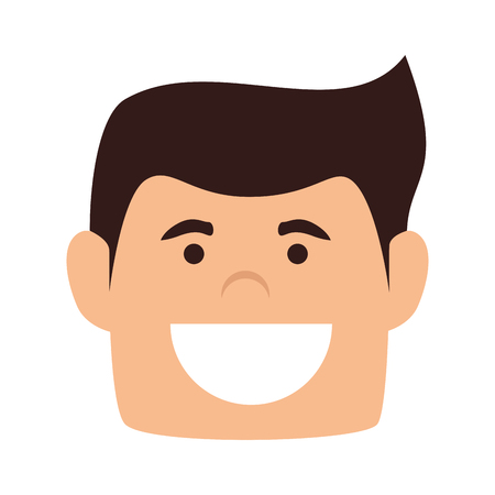 avatar man cartoon smiling with black hair. vector illustrationのイラスト素材