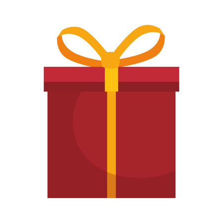red gift box present with yellow ribbon. vector illustrationのイラスト素材