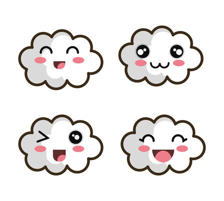 set cartoon face cloud design vector illustrationのイラスト素材
