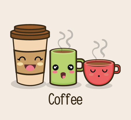 set cartoon cup coffee design vector illustrationのイラスト素材