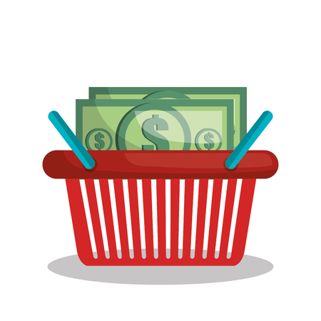 online shopping e-commerce basket isolated vector illustrationのイラスト素材