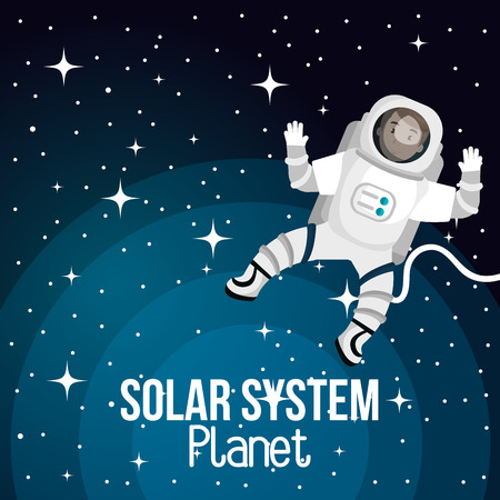 astronaut cartoon space isolated vector illustrationのイラスト素材