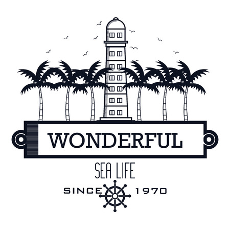 lighthouse sea life icon design vector illustrationのイラスト素材