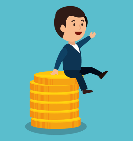 cartoon man money earnings design isolated vector illustrationのイラスト素材