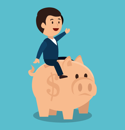 cartoon man money earnings design isolated vector illustrationのイラスト素材