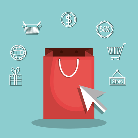 electronic commerce flat line icons vector illustration designのイラスト素材