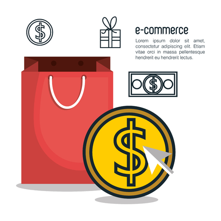 electronic commerce flat line icons vector illustration designのイラスト素材