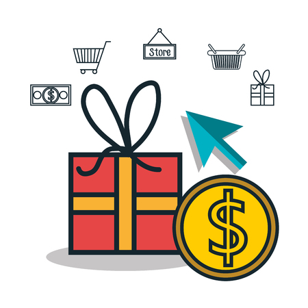 commercial market icons flat vector illustration designのイラスト素材