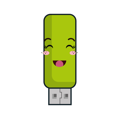 usb flash drive. cartoon smiling. vector illustrationのイラスト素材