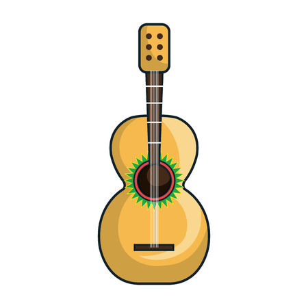 guitar instrument musical with mexican traditional decorations. vector illustrationのイラスト素材
