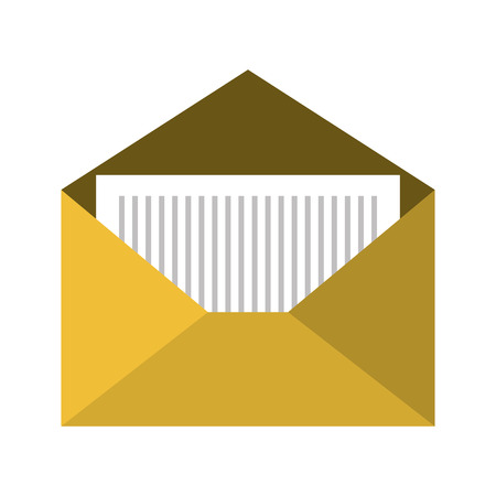 open yellow mail envelope letter correspondence. front view. vector illuatrationのイラスト素材
