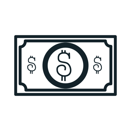 bill cash with money sign. payment type. silhouette vector illustrationのイラスト素材