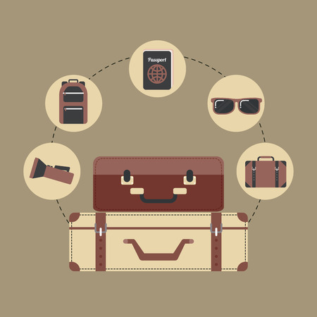 travel equipment set icons vector illustration designのイラスト素材