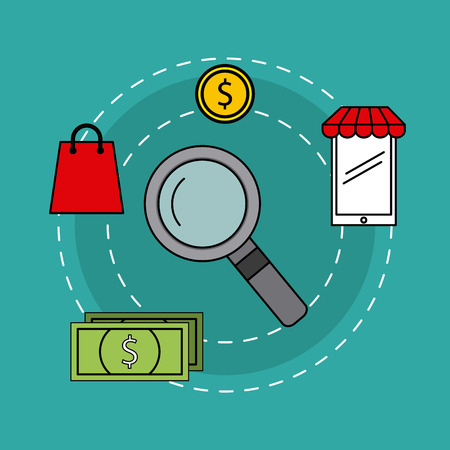 electronic commerce flat set icons vector illustration designのイラスト素材