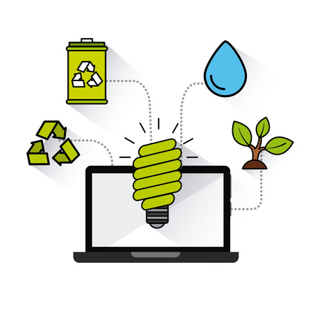 ecology online technology flat icons vector illustration designのイラスト素材