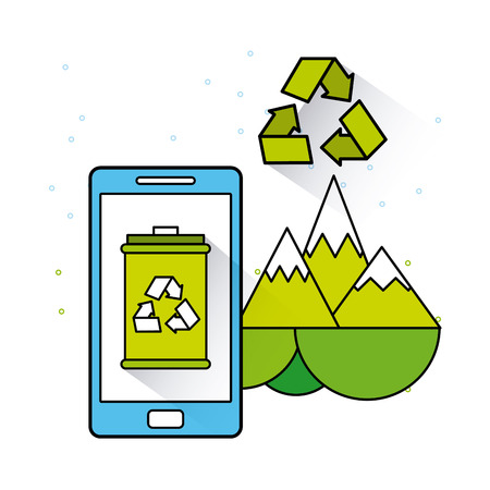 ecology online technology flat icons vector illustration designのイラスト素材