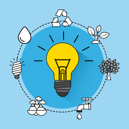 eco friendly set flat icons vector illustration designのイラスト素材