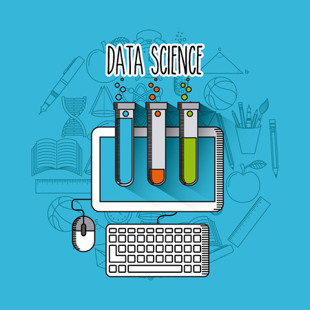 data science online flat icons vector illustration designのイラスト素材