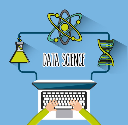 data science online flat icons vector illustration designのイラスト素材