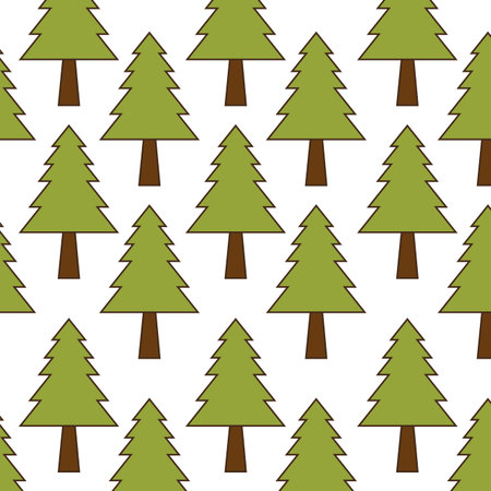 green pine tall tree plant with brown trunk background. vector illustration