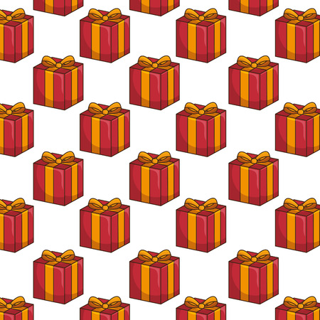 red gift box present with yellow ribbon background . vector illustrationのイラスト素材