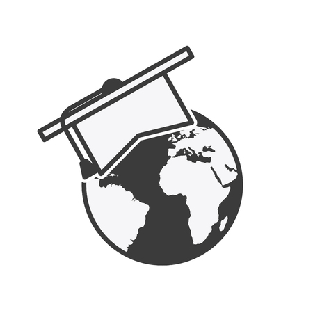 world planet with education icon vector illustration designのイラスト素材
