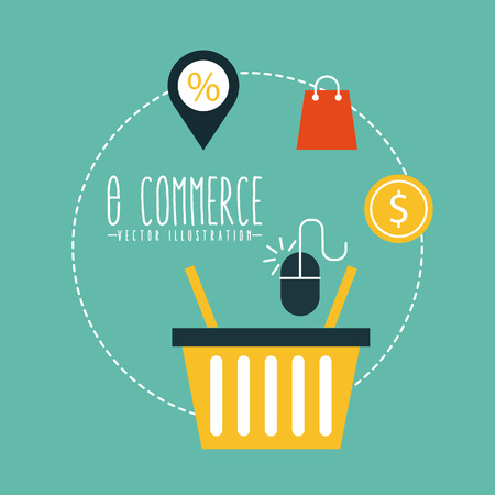 electronic commerce flat line icons vector illustration designのイラスト素材