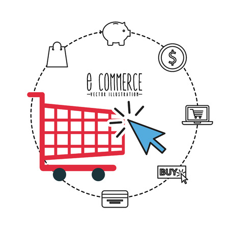 electronic commerce flat line icons vector illustration designのイラスト素材