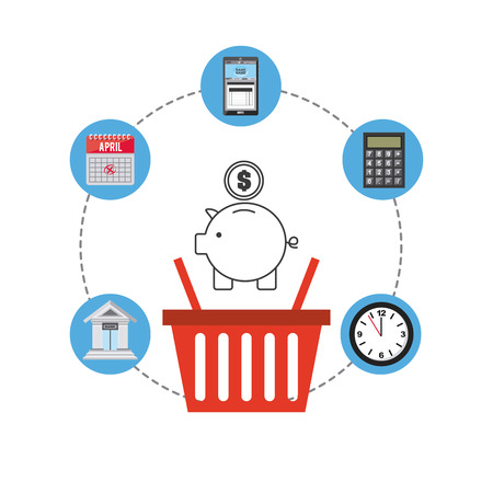 commerce and finance flat icons vector illustration designのイラスト素材