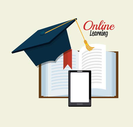 cartoon learn online e-book design isolated vector illustration eps 10のイラスト素材