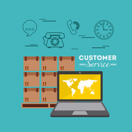 customer service flat icons vector illustration designのイラスト素材