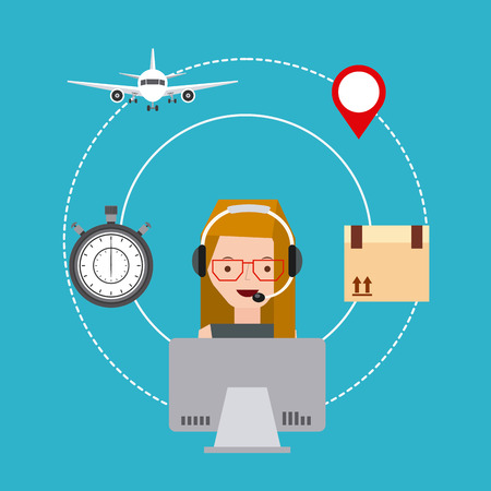 customer service flat icons vector illustration designのイラスト素材