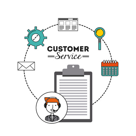 customer service flat icons vector illustration designのイラスト素材