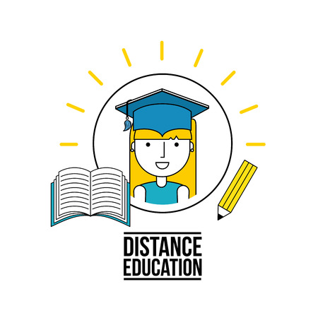 distance education flat icons vector illustration designのイラスト素材