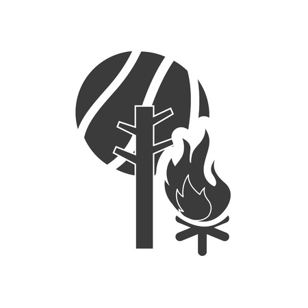 tree forest with camping icon vector illustration designのイラスト素材