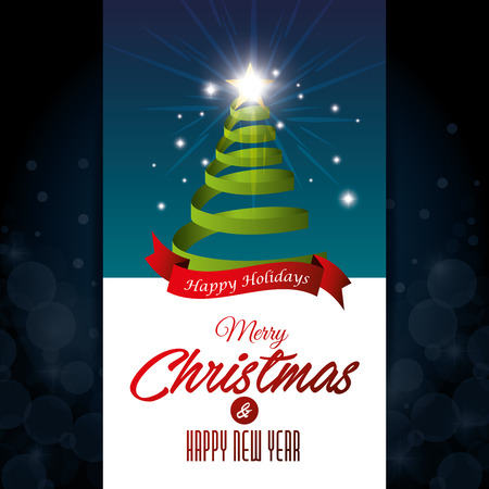 card tree merry christmas and new year design isolated vector illustrationのイラスト素材