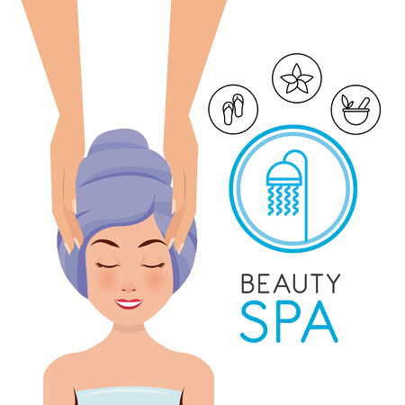 beauty spa set flat icons vector illustration designのイラスト素材