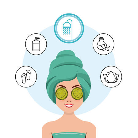 beauty spa set flat icons vector illustration designのイラスト素材