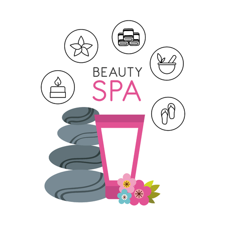 beauty spa set flat icons vector illustration designのイラスト素材