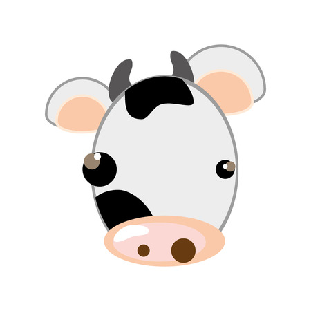 white and black cow face animal cartoon. vector illustrationのイラスト素材