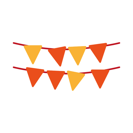 yellow and orange pennants party decoration element. vector illustrationのイラスト素材