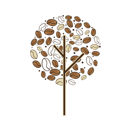 tree plant of coffee beans with trunk. vector illustrationのイラスト素材