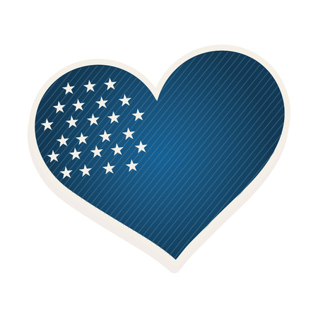 blue heart shape with stars. usa symbol. vector illustrationのイラスト素材