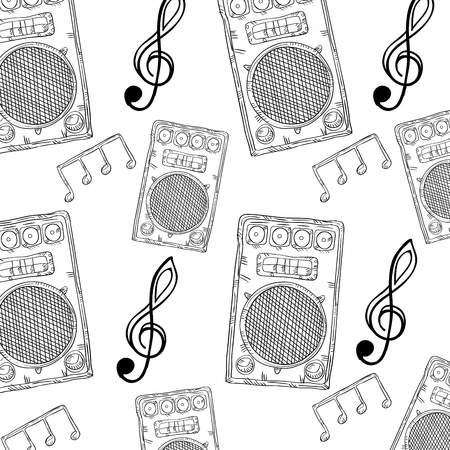 musical wallpaper with sound speaker background. draw design. vector illustrationのイラスト素材