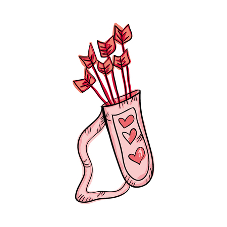 cupid pink bag with arrows of love weapons. vector illustrationのイラスト素材