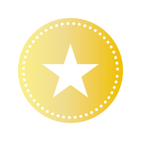 gold circle shape with star inside. rating symbol. vector illustrationのイラスト素材
