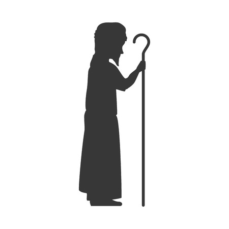 saint joseph silhouette. holy family christmas symbol. vector illustrationのイラスト素材