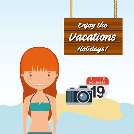 enjoy the vacations holidays vector illustration designのイラスト素材