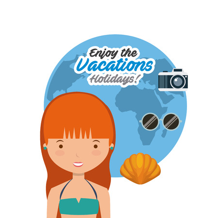 enjoy the vacations holidays vector illustration designのイラスト素材